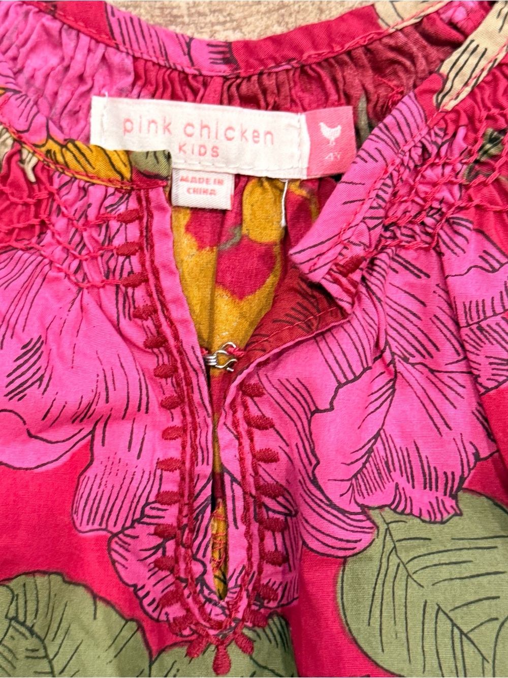Pink chicken Girls Cotton Floral Dress Size 4Y - Picture 2 of 3